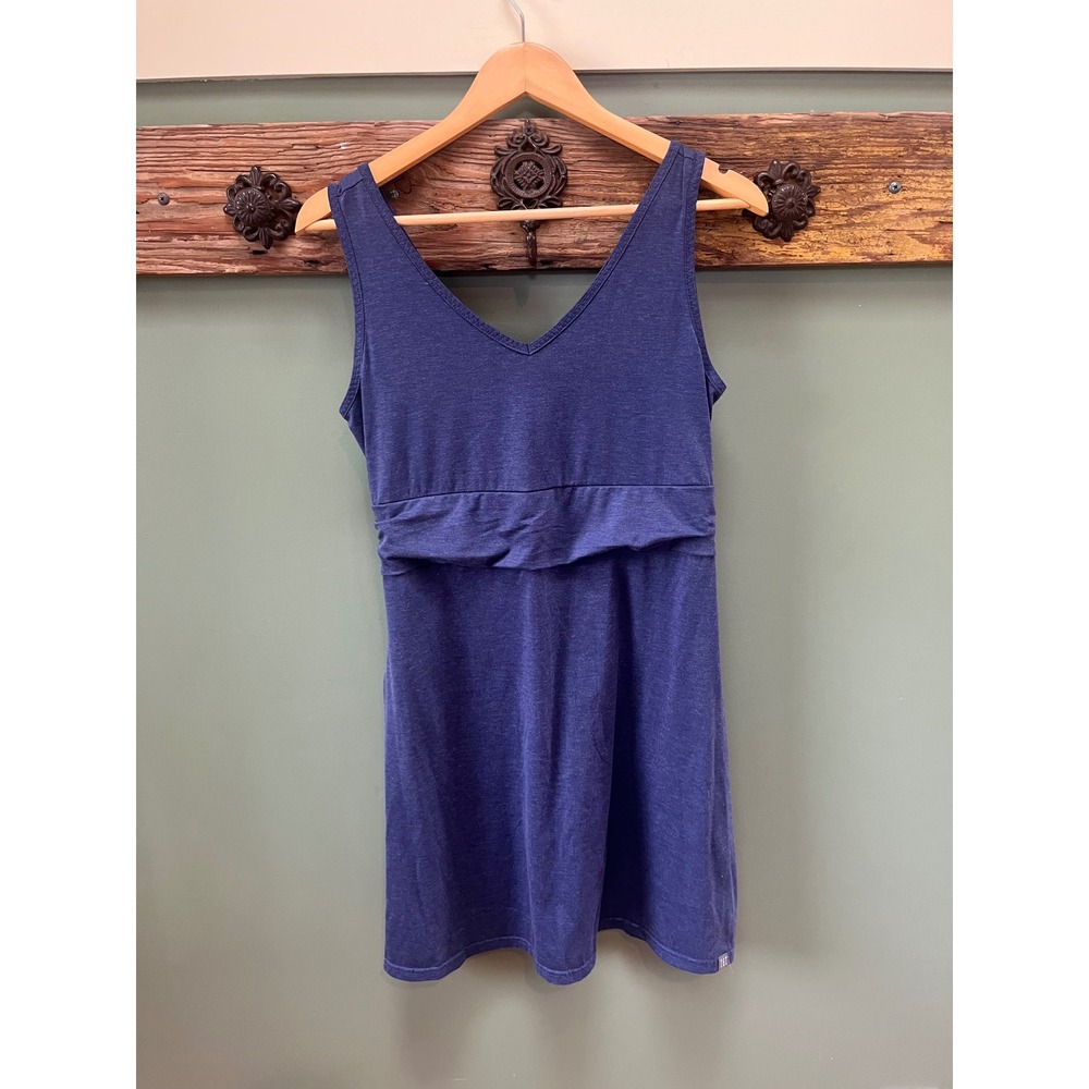 Title Nine Breeze Dress Womens Medium Blue Heathered V-Neck Athletic Pocket